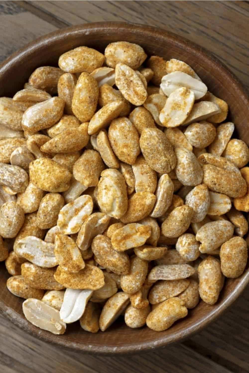 peanuts in a brown bowl