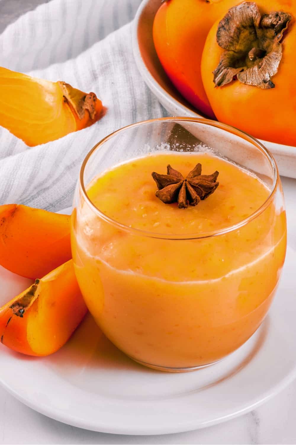 persimmon smoothie in a glass
