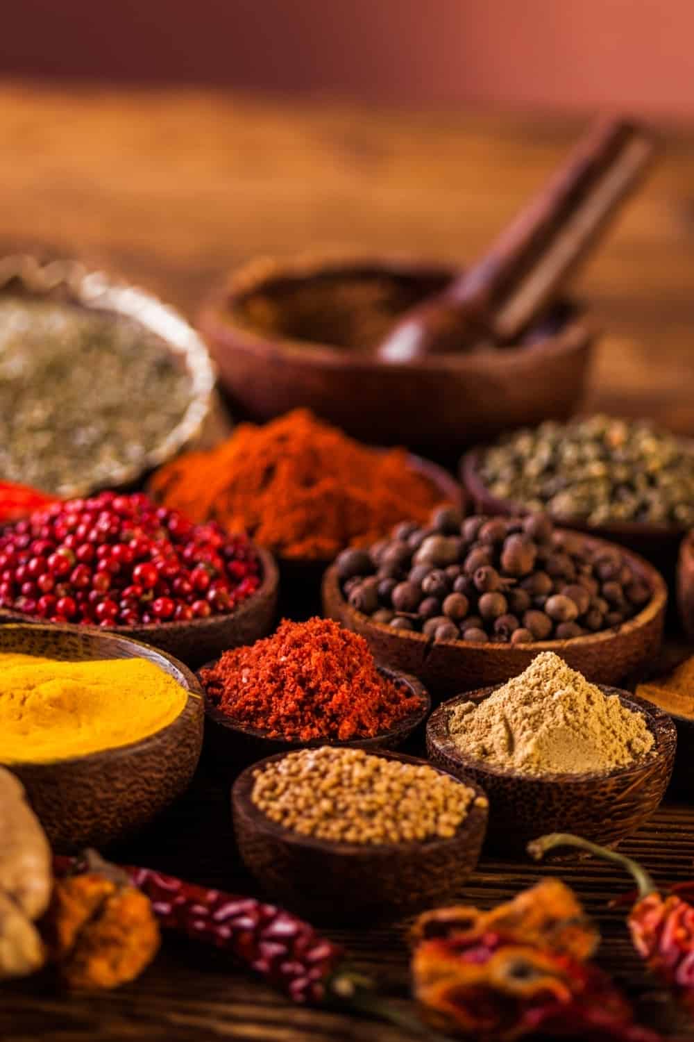 photo of various spices in different bowls