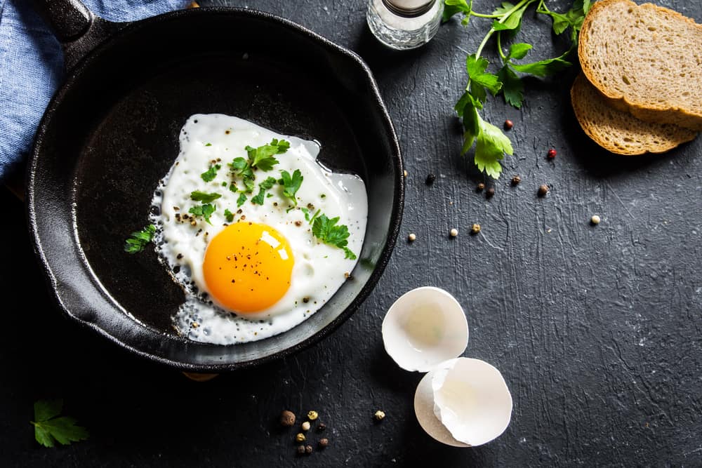 fried egg on a frying pan