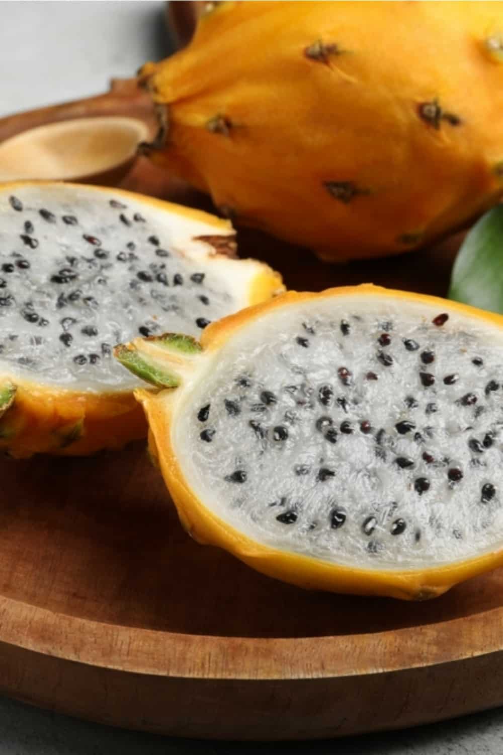 sliced Pitaya on a wooden board