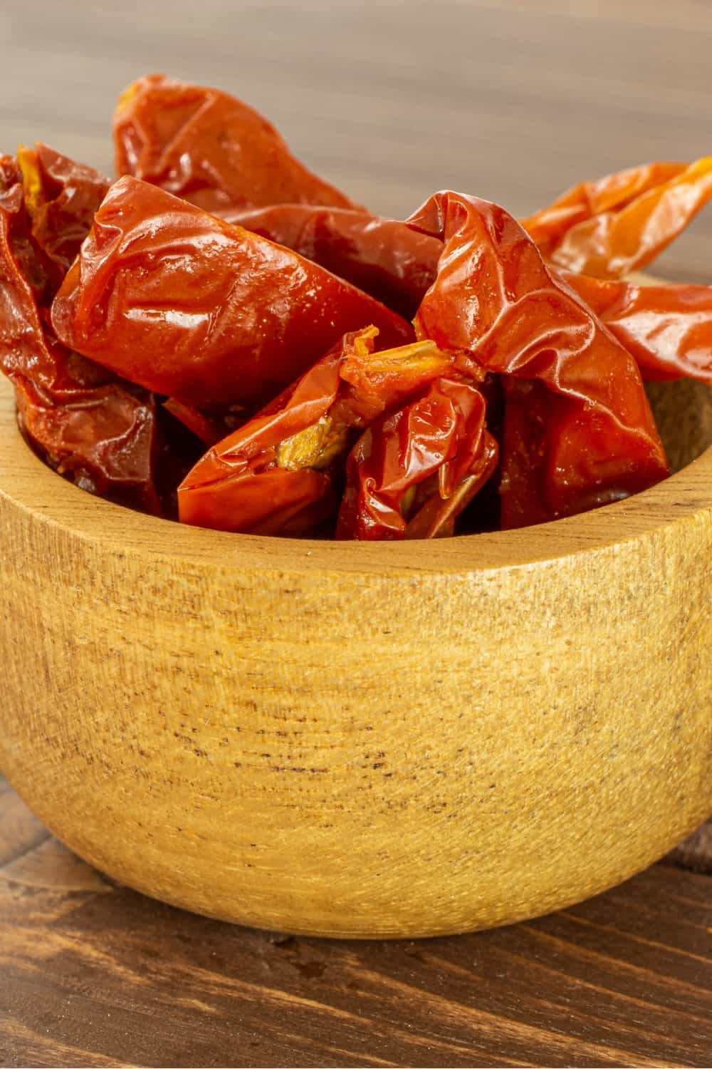Semi-Dried Tomatoes in a wooden container