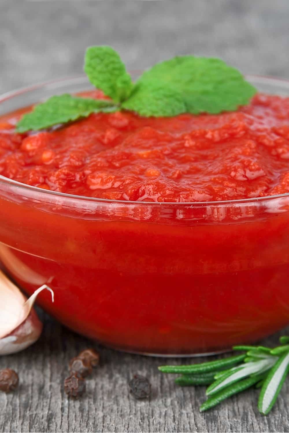 Salsa de tomate en un bol