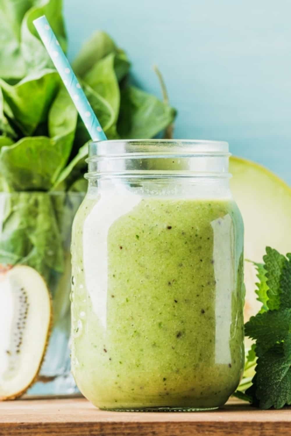 green smoothie in a jar