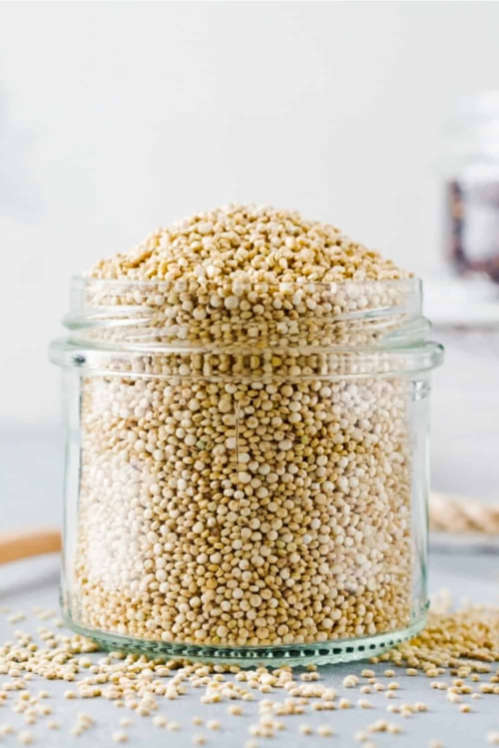 storaged quinoa in a jar