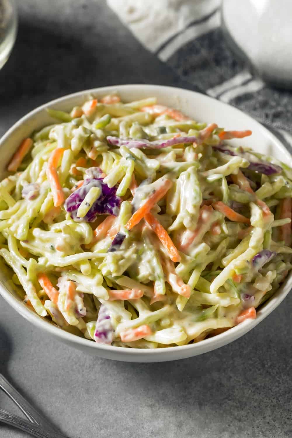 Homemade Organic Coleslaw with Shredded Cabbage and Carrots