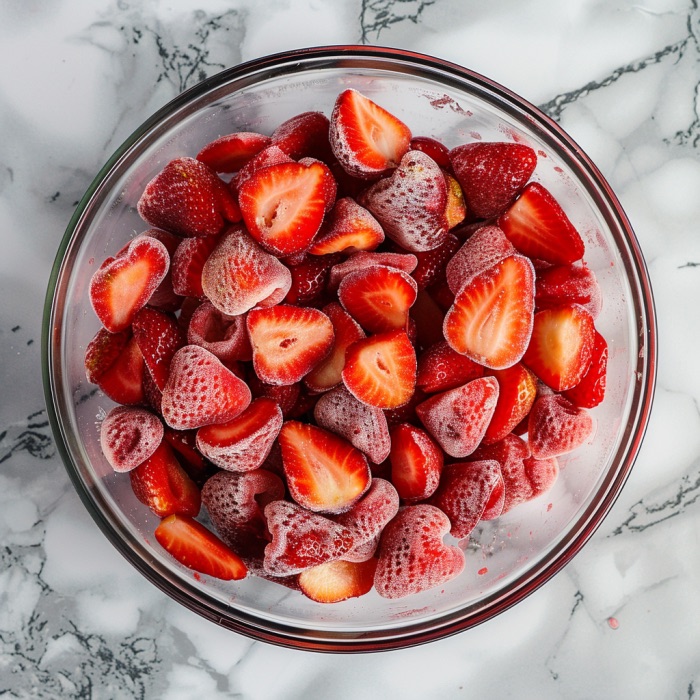 thawed strawberries in a bowl