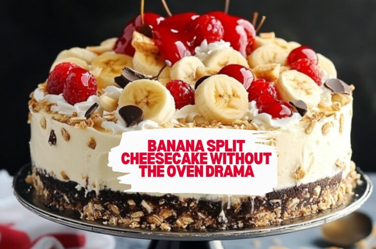 Banana Split Cheesecake Without The Oven Drama