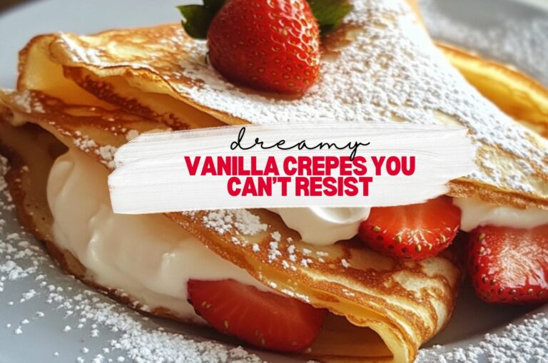 vanilla crepes with cream and strawberries