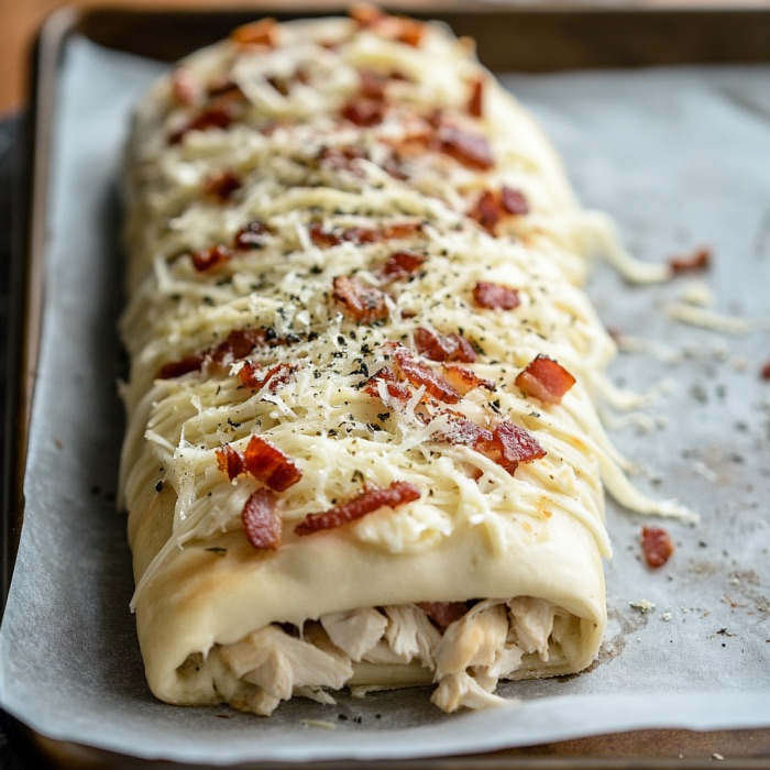 Irresistible Chicken Bacon Ranch Stromboli Roll