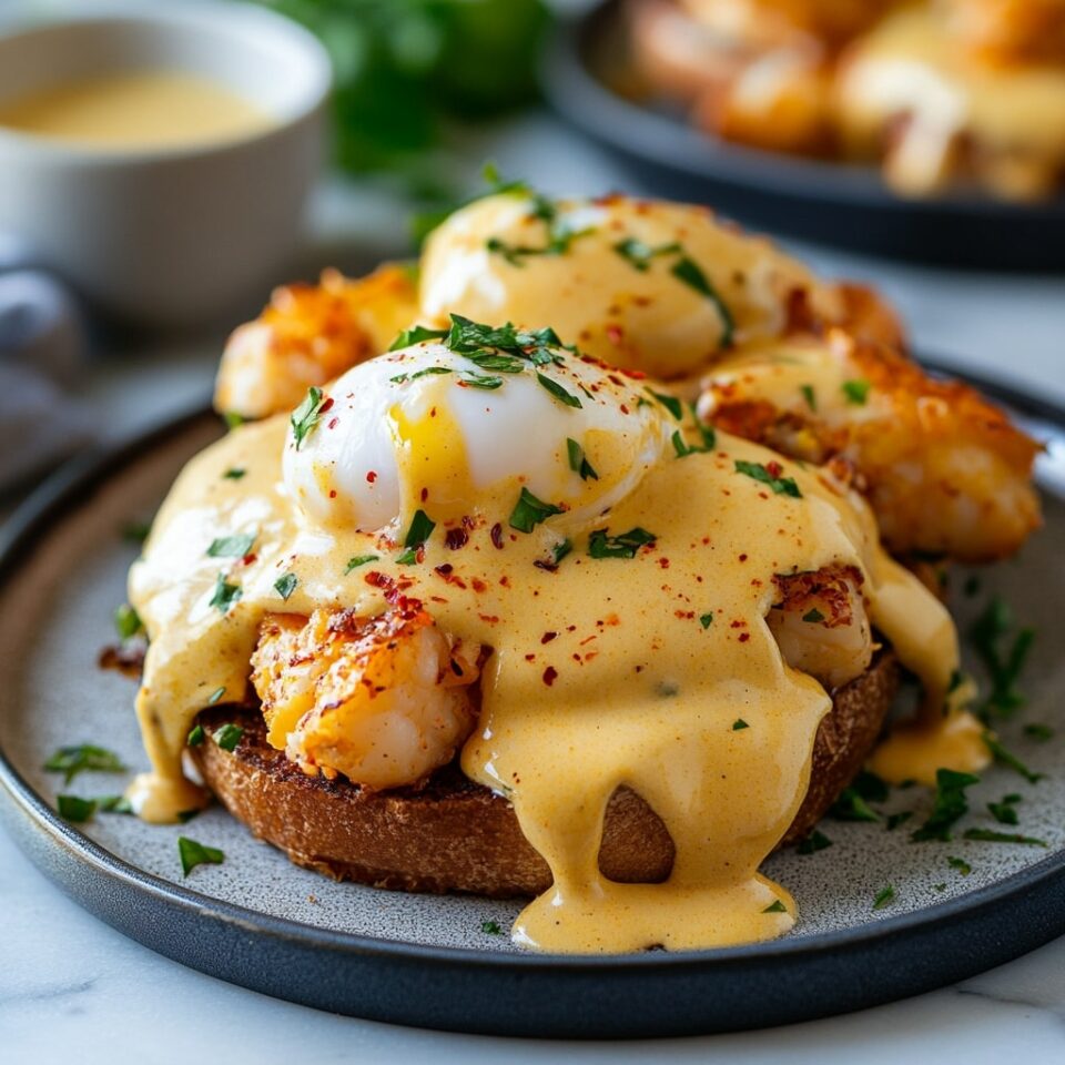 Apimente o Brunch e experimente este Bay Lobster Eggs Benedict com Cajun Hollandaise