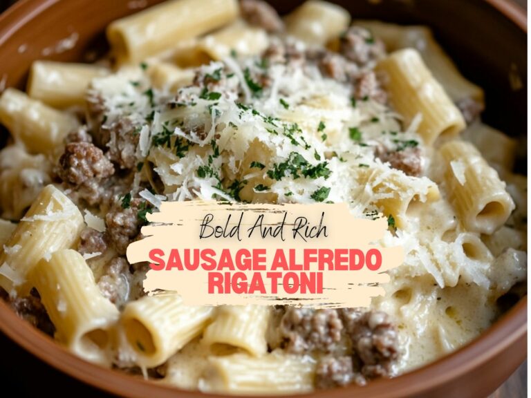 Mouthwatering Sausage Alfredo Rigatoni