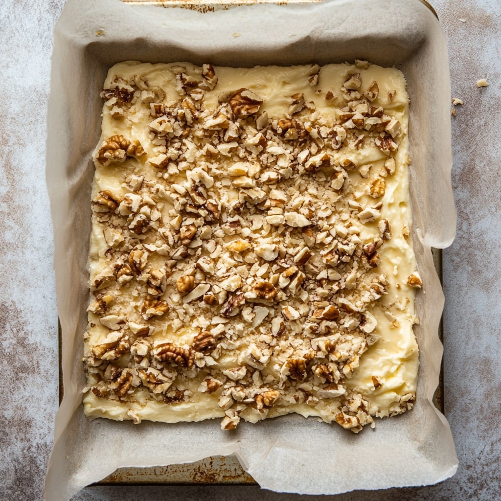 Cake Batter In A Parchment-Lined Baking Sheet
