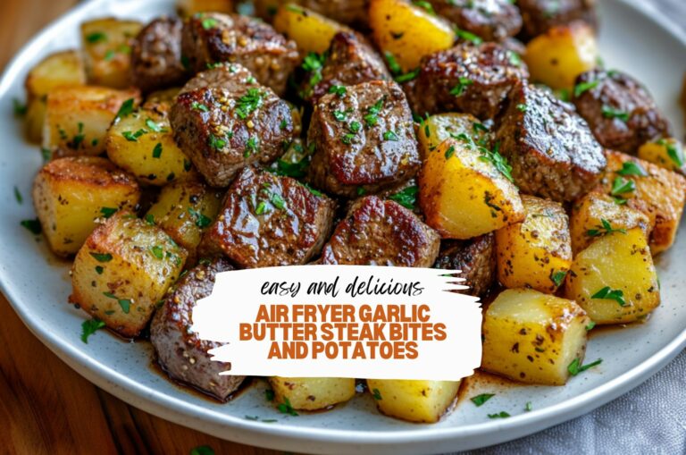 Air Fryer Garlic Butter Steak Bites and Potatoes
