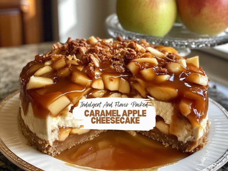 Caramel Apple Cheesecake Served On A Plate And Ready To Eat