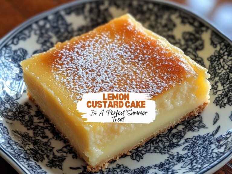 Lemon Custard Cake Served On A Plate