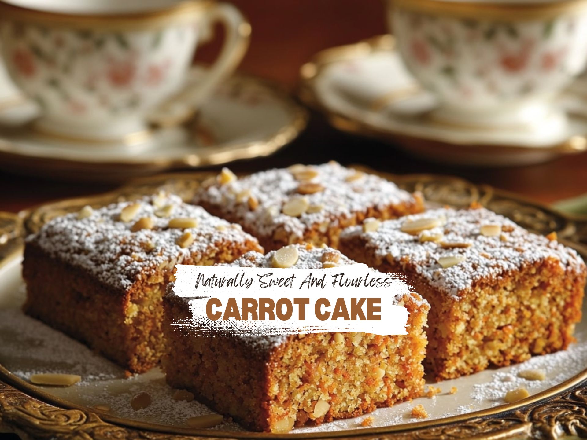 Delicious Flourless Carrot Cake Served With Tea