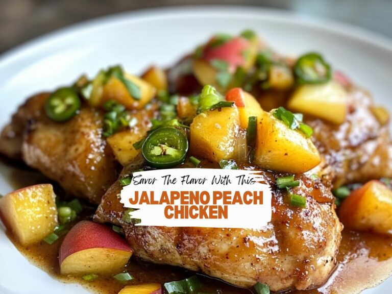 Jalapeno Peach Chicken Served On A Plate