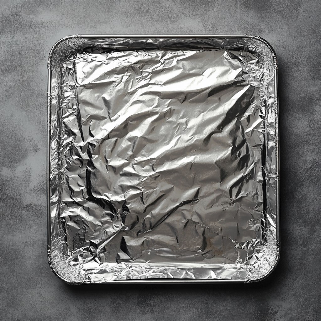 baking sheet with a a foil lined in it