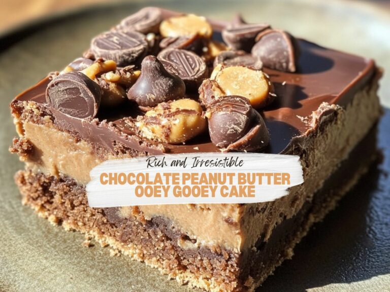 Flavor Packed Chocolate Peanut Butter Ooey Gooey Cake