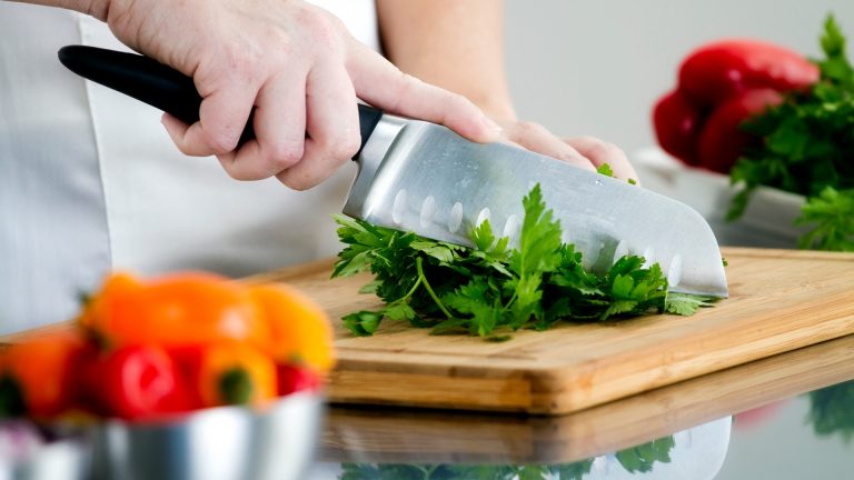 cutting up parsley