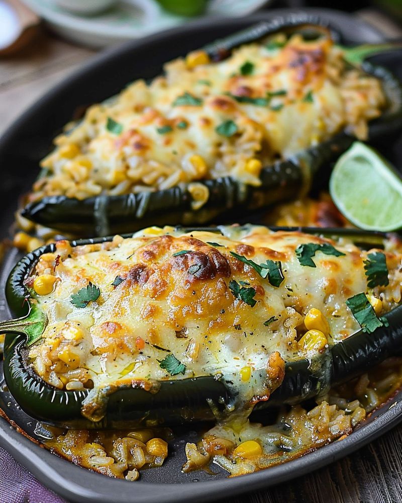 Corn and Cheese Stuffed Peppers