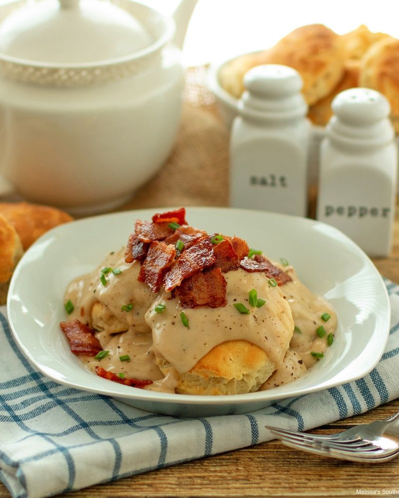 Arkansas: Bacon Gravy with Biscuits