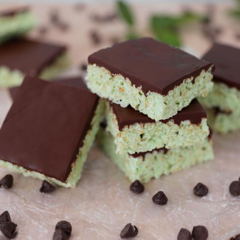 Mint Chocolate Rice Krispie Treats