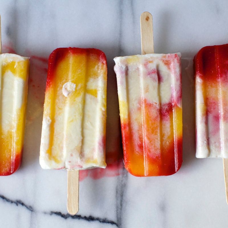 Peach Melba Popsicles