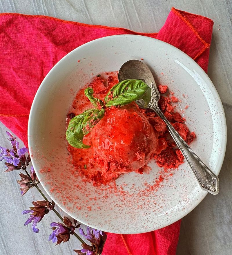 Strawberry Basil Sorbet