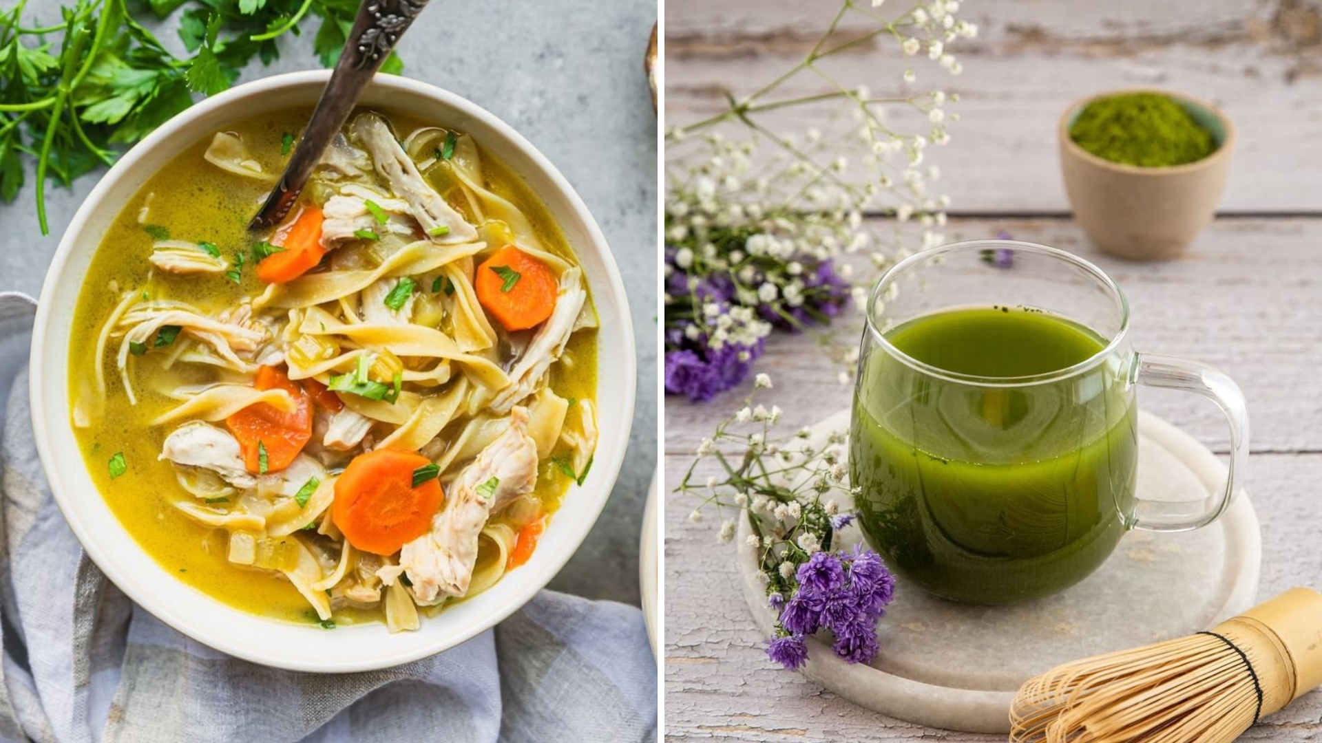soup and green tea