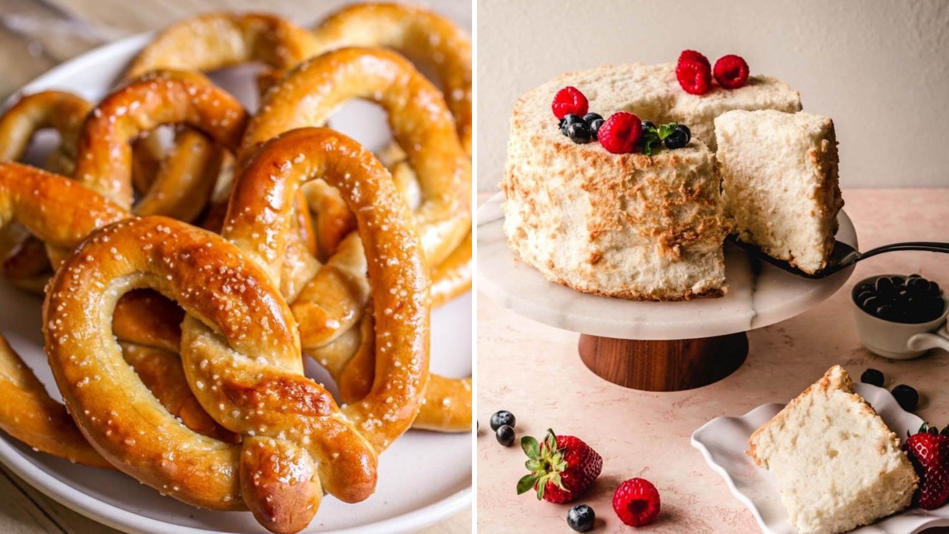 pretzels and angel cake