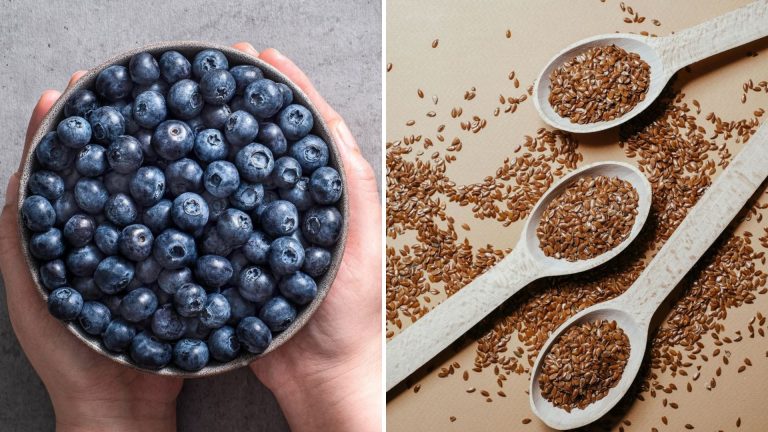 blueberries and flaxseeds
