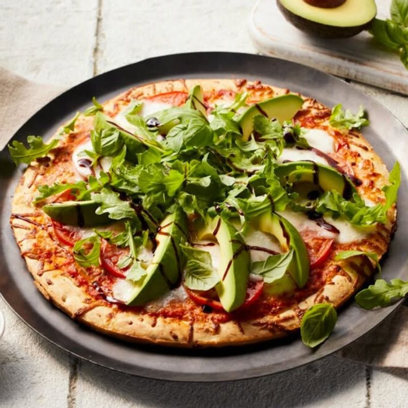 Avocado and Roasted Veggie Pizza