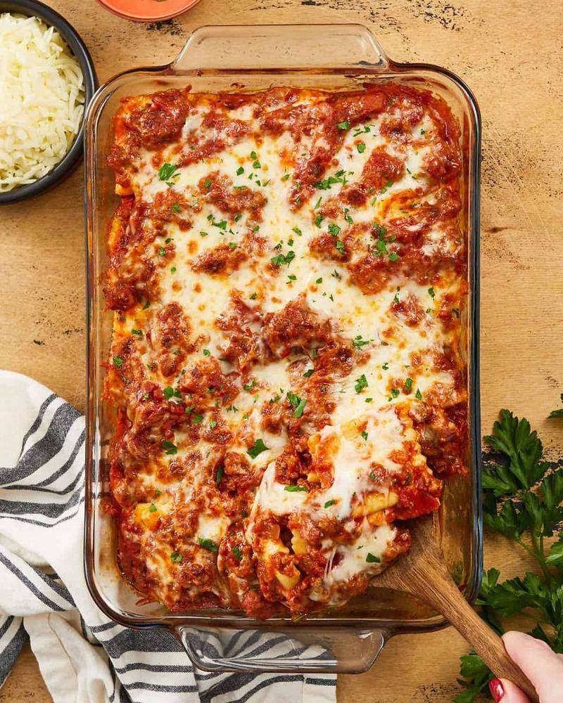 Baked Ravioli with Marinara and Mozzarella