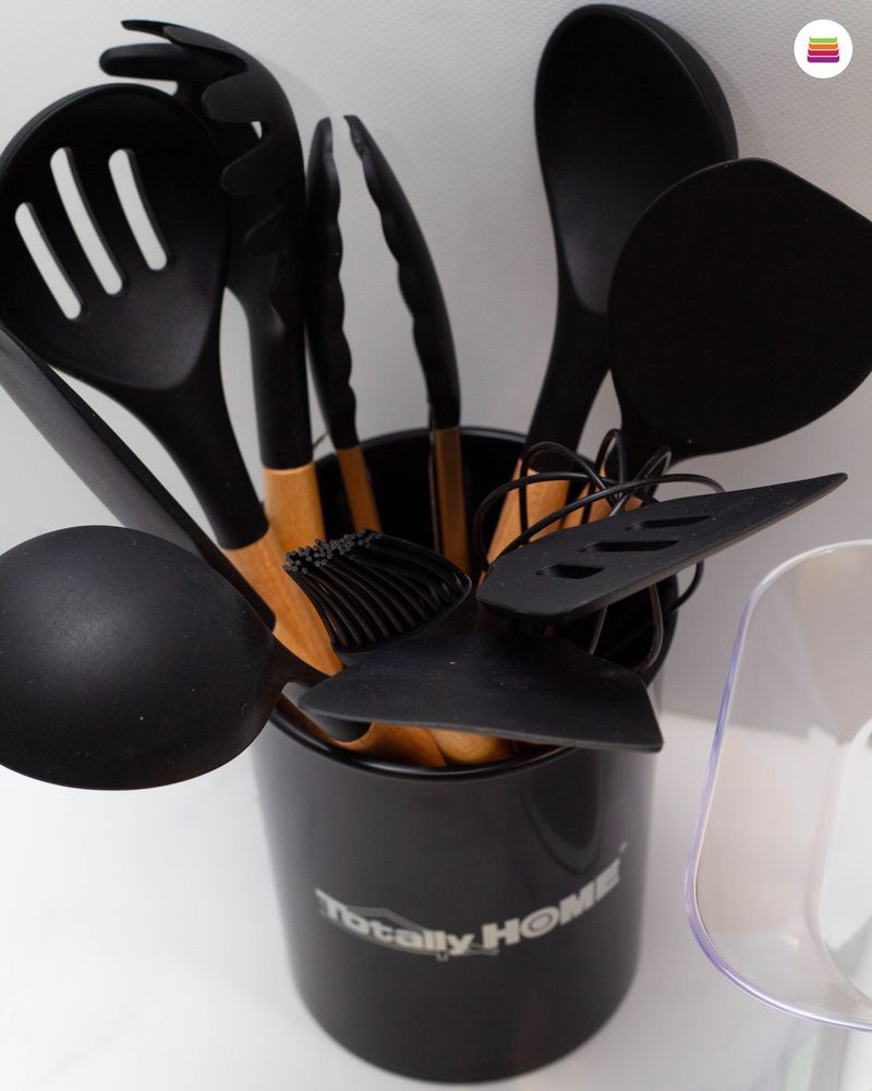 Black Plastic Utensil Holder