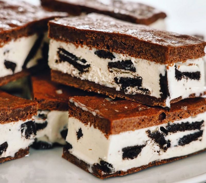 Brownie Mix Ice Cream Sandwiches