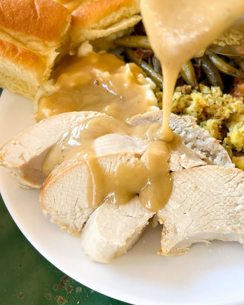 Turkey and Gravy over Bread