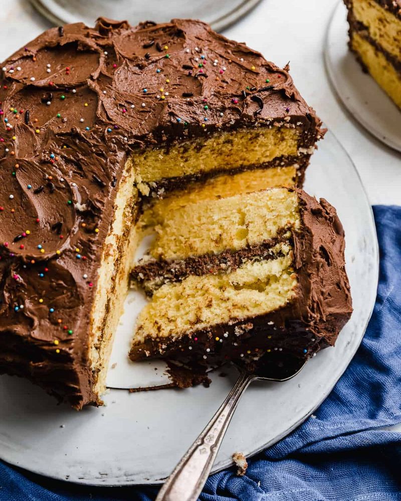 Classic Yellow Cake with Chocolate Frosting