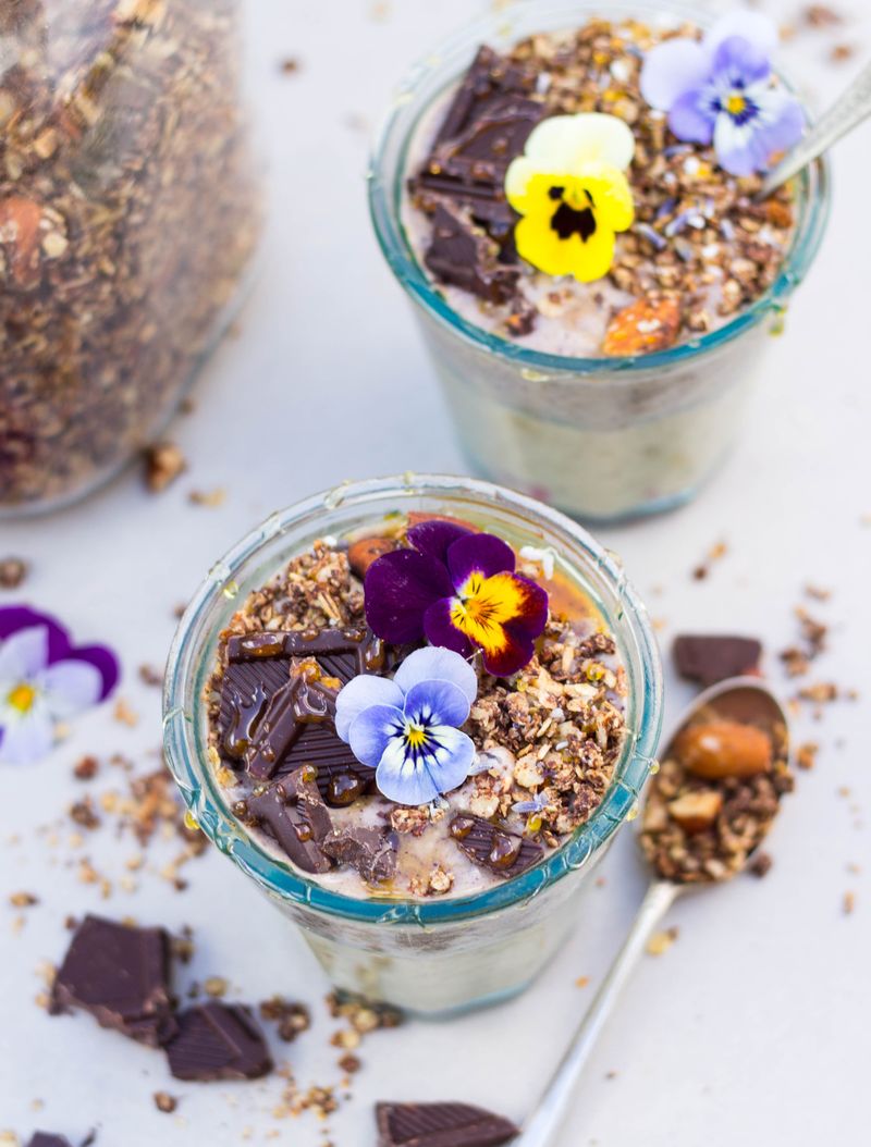 Coconut Chia Parfait with Edible Flowers