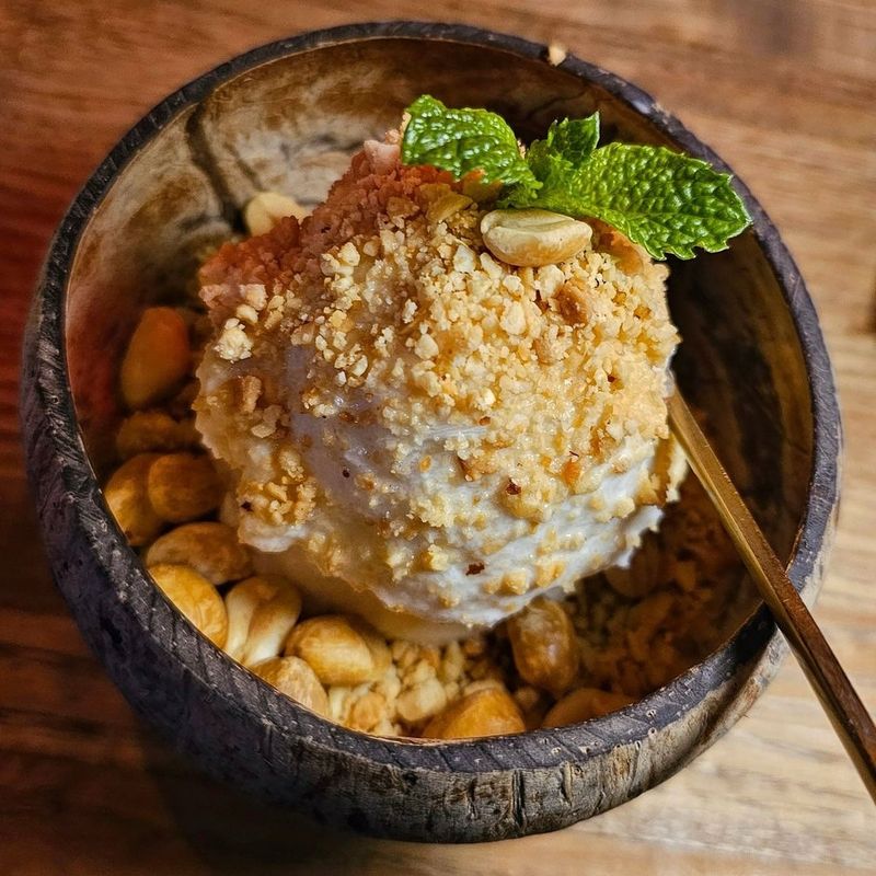 Coconut Curry Ice Cream with Grilled Shrimp