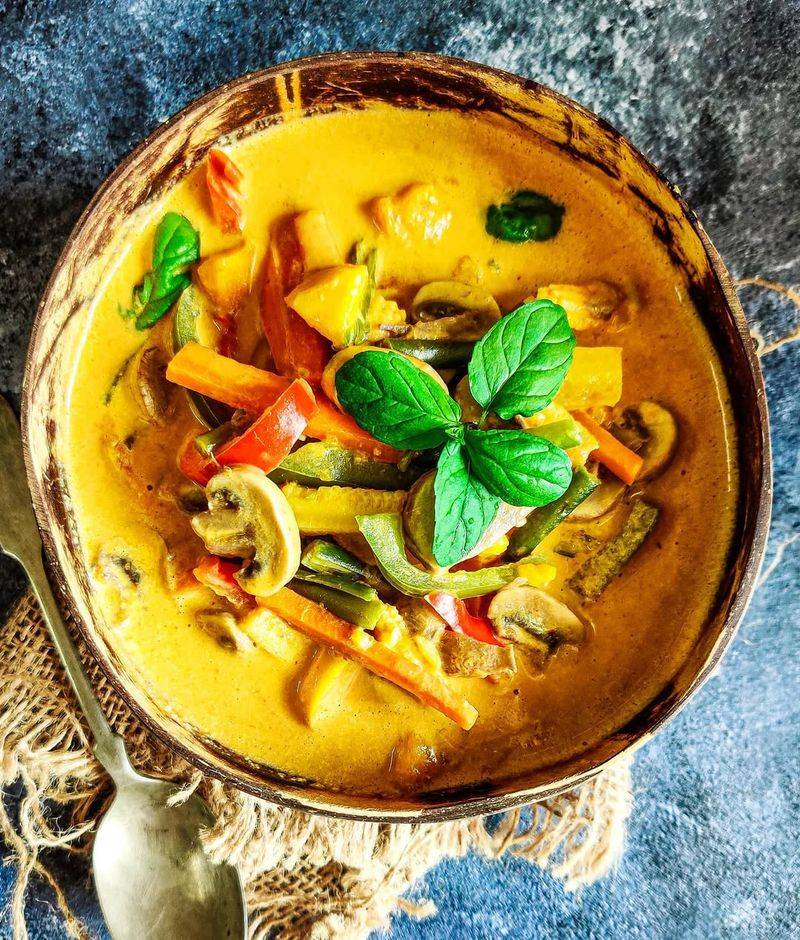Mango Coconut Curry Soup