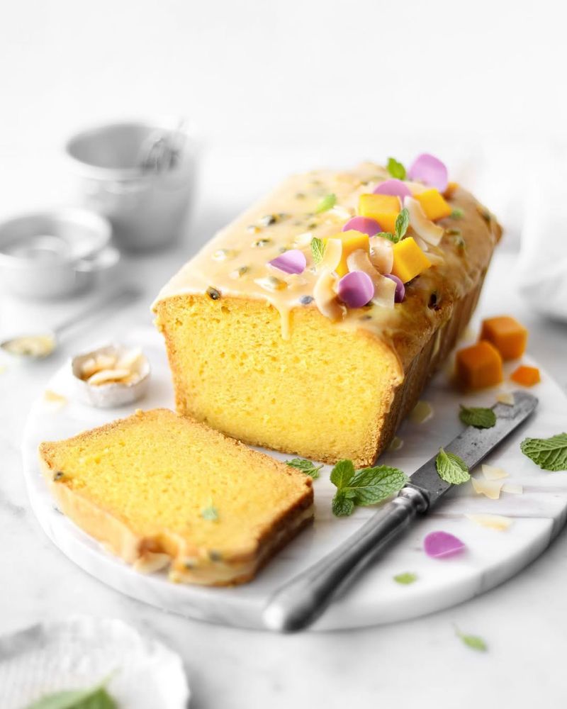 Mango Passion Fruit Loaf Cake
