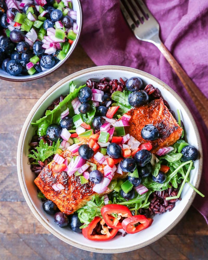 Maple Glazed Salmon with Blueberry Salsa