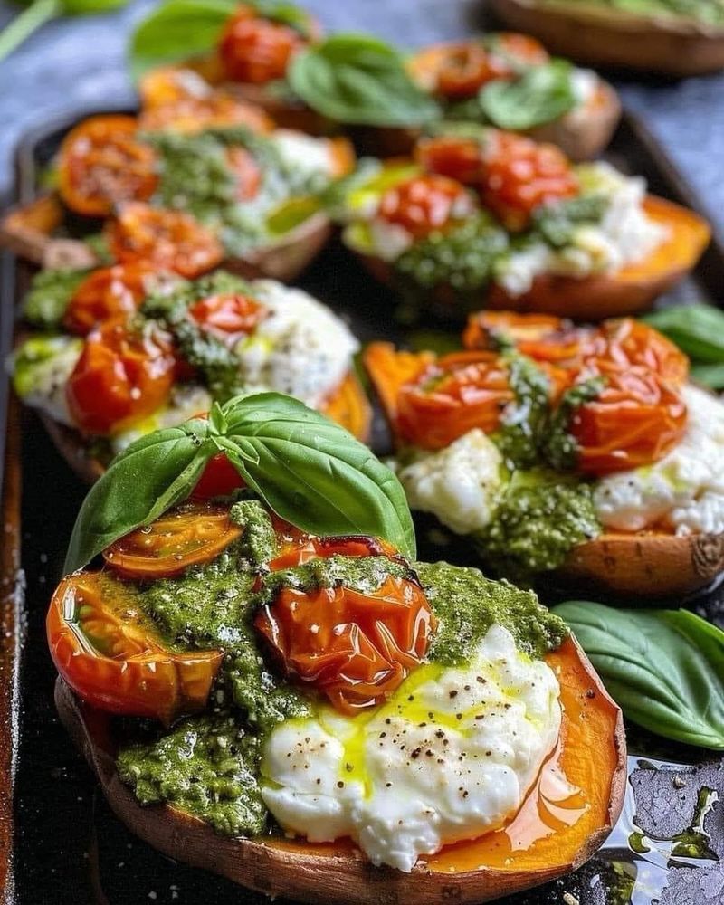 Mozzarella and Pesto Stuffed Tomatoes