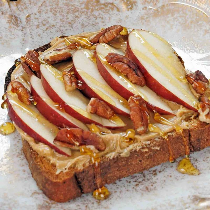 Nut Butter Toast with Sliced Apples