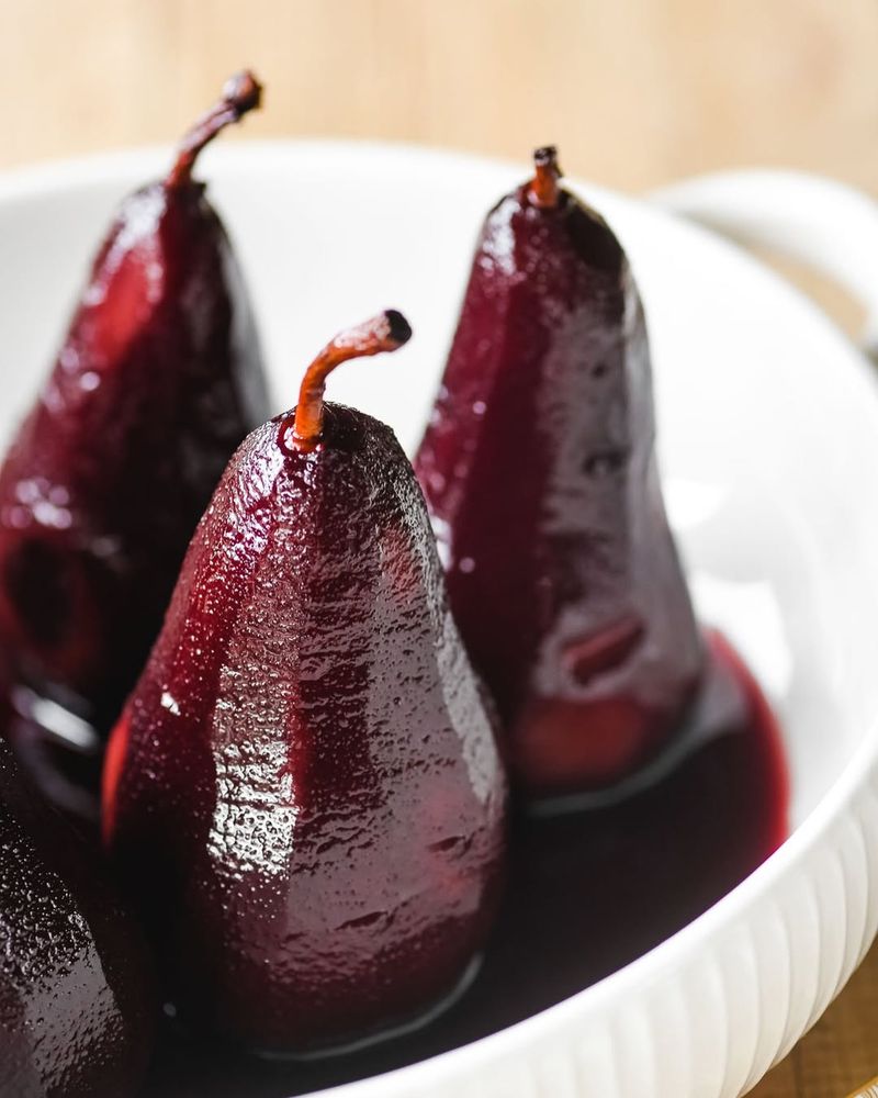 Poached Pears in Red Wine