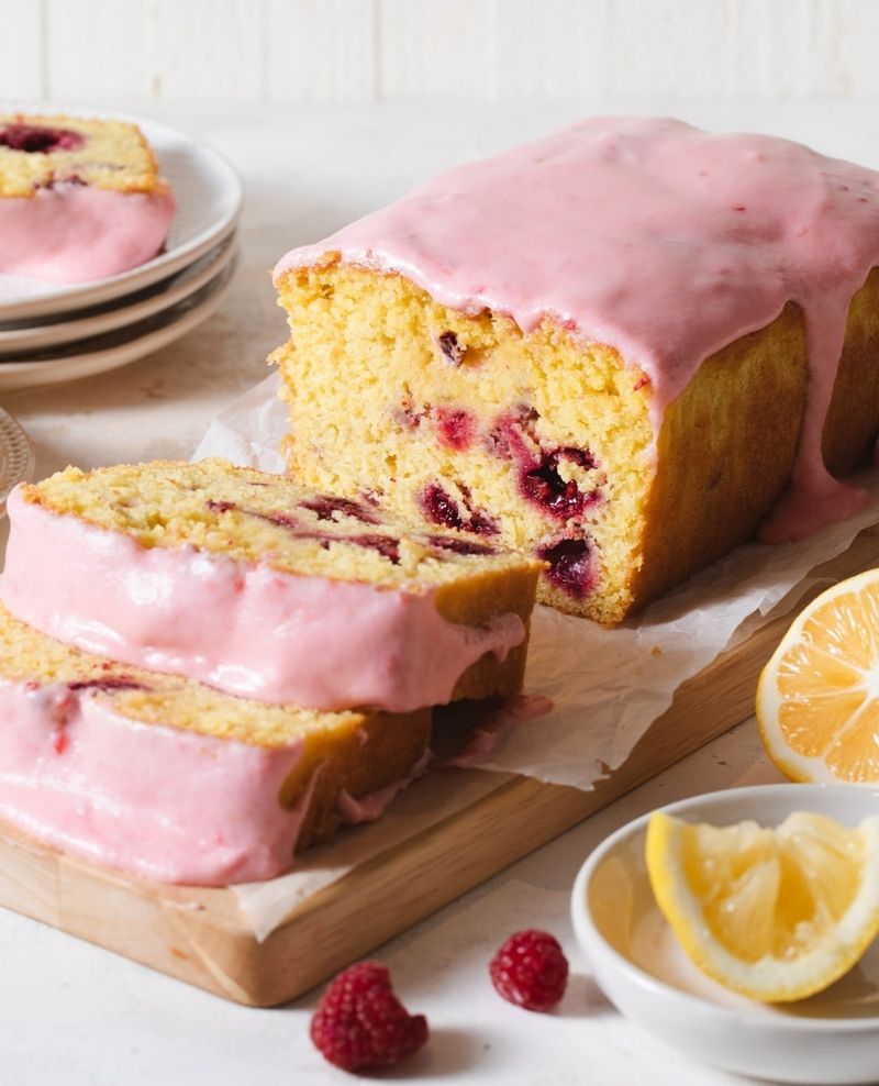 Raspberry Almond Loaf Cake