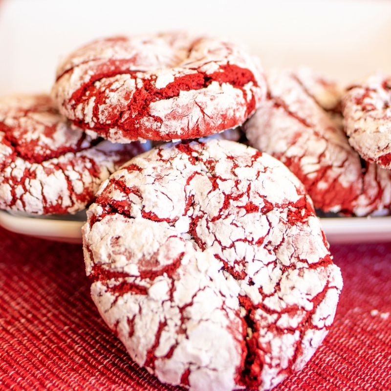 Red Velvet Crinkle Cookies