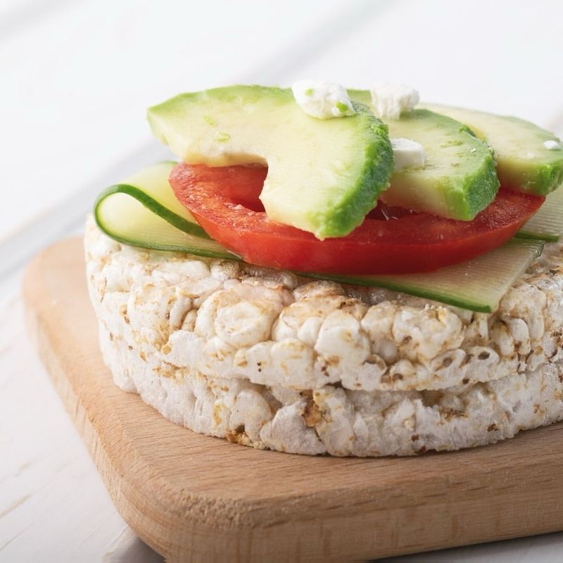 Rice Cake with Avocado and Tomato